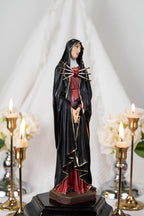Our Lady of Sorrows Statue – Black cloak, Virgin Mary Statue, Beautiful Catholic Decor, Catholic Gifts, Meaningful Gifts for Catholic Women
