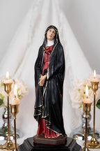 Our Lady of Sorrows Statue – Black cloak, Virgin Mary Statue, Beautiful Catholic Decor, Catholic Gifts, Meaningful Gifts for Catholic Women
