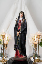 Our Lady of Sorrows Statue – Black cloak, Virgin Mary Statue, Beautiful Catholic Decor, Catholic Gifts, Meaningful Gifts for Catholic Women