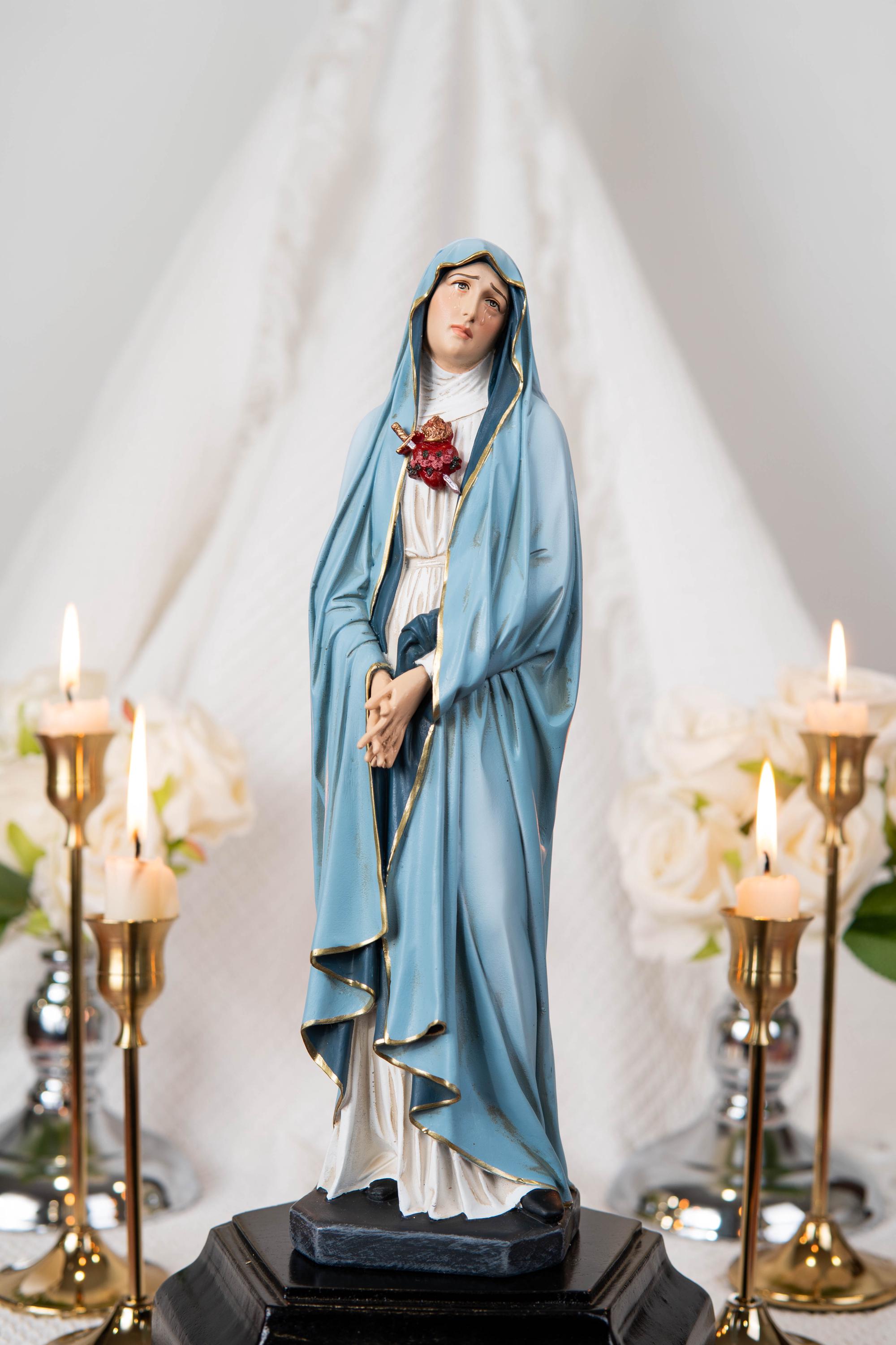 Our Lady of Sorrows Statue with One Sword - Virgin Mary Statue, Beautiful Catholic Decor, Catholic Gifts, Gifts for Catholic Women.