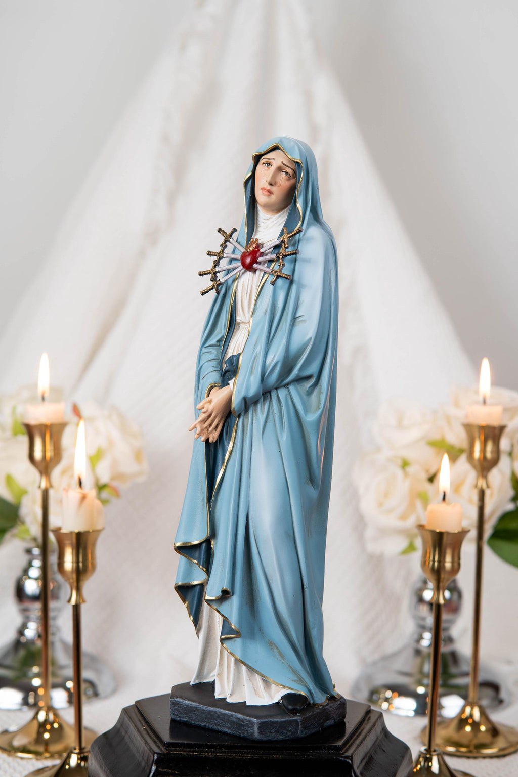 Our Lady of Sorrows Statue with One Sword - Virgin Mary Statue, Beautiful Catholic Decor, Catholic Gifts, Gifts for Catholic Women.