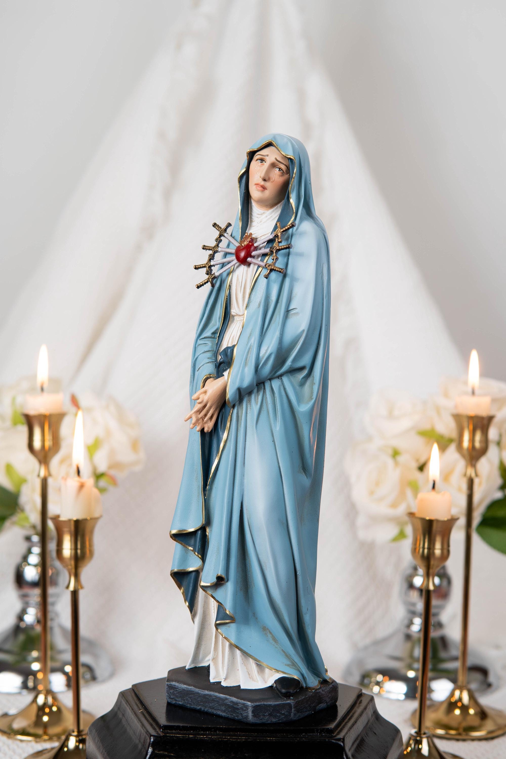 Our Lady of Sorrows Statue with One Sword - Virgin Mary Statue, Beautiful Catholic Decor, Catholic Gifts, Gifts for Catholic Women.