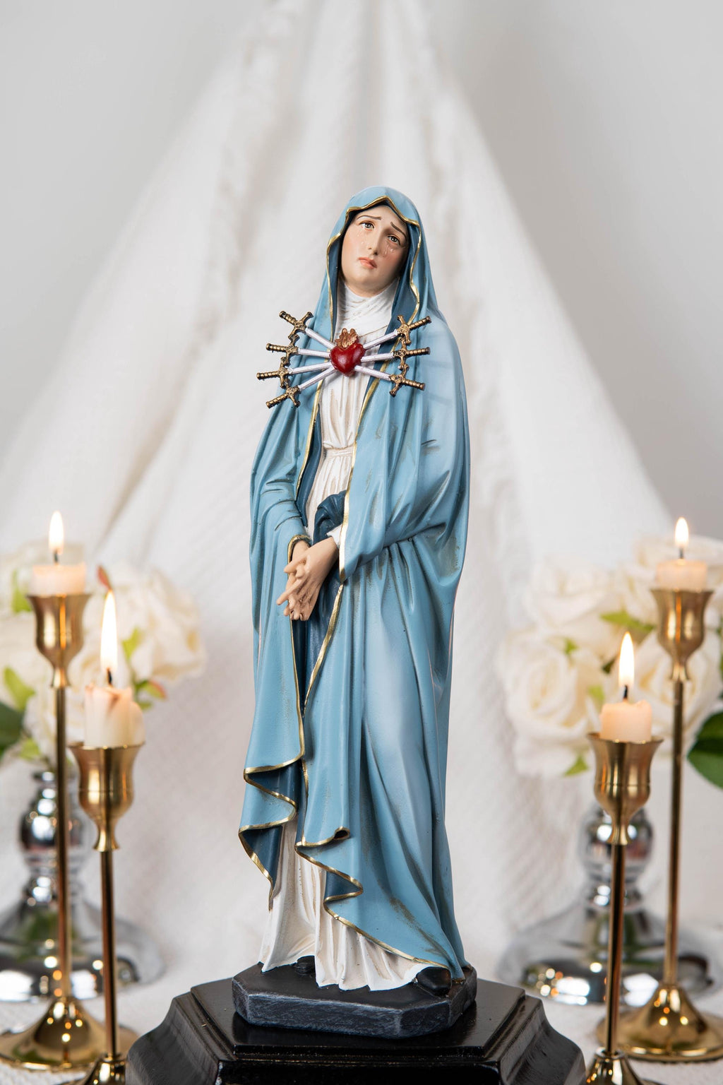 Our Lady of Sorrows Statue with One Sword - Virgin Mary Statue, Beautiful Catholic Decor, Catholic Gifts, Gifts for Catholic Women.