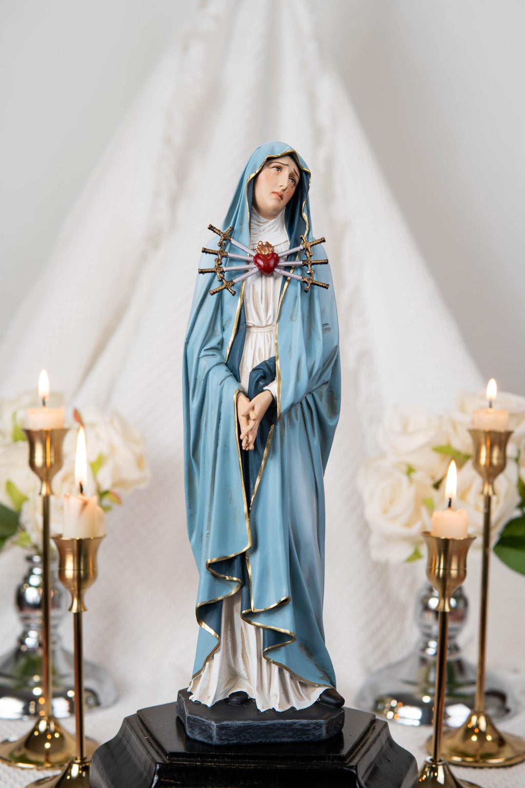 Our Lady of Sorrows Statue with One Sword - Virgin Mary Statue, Beautiful Catholic Decor, Catholic Gifts, Gifts for Catholic Women.