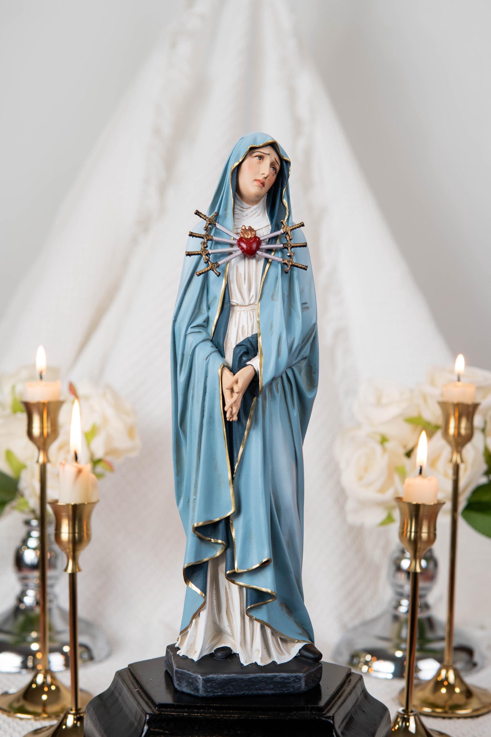 Our Lady of Sorrows Statue with One Sword - Virgin Mary Statue, Beautiful Catholic Decor, Catholic Gifts, Gifts for Catholic Women.