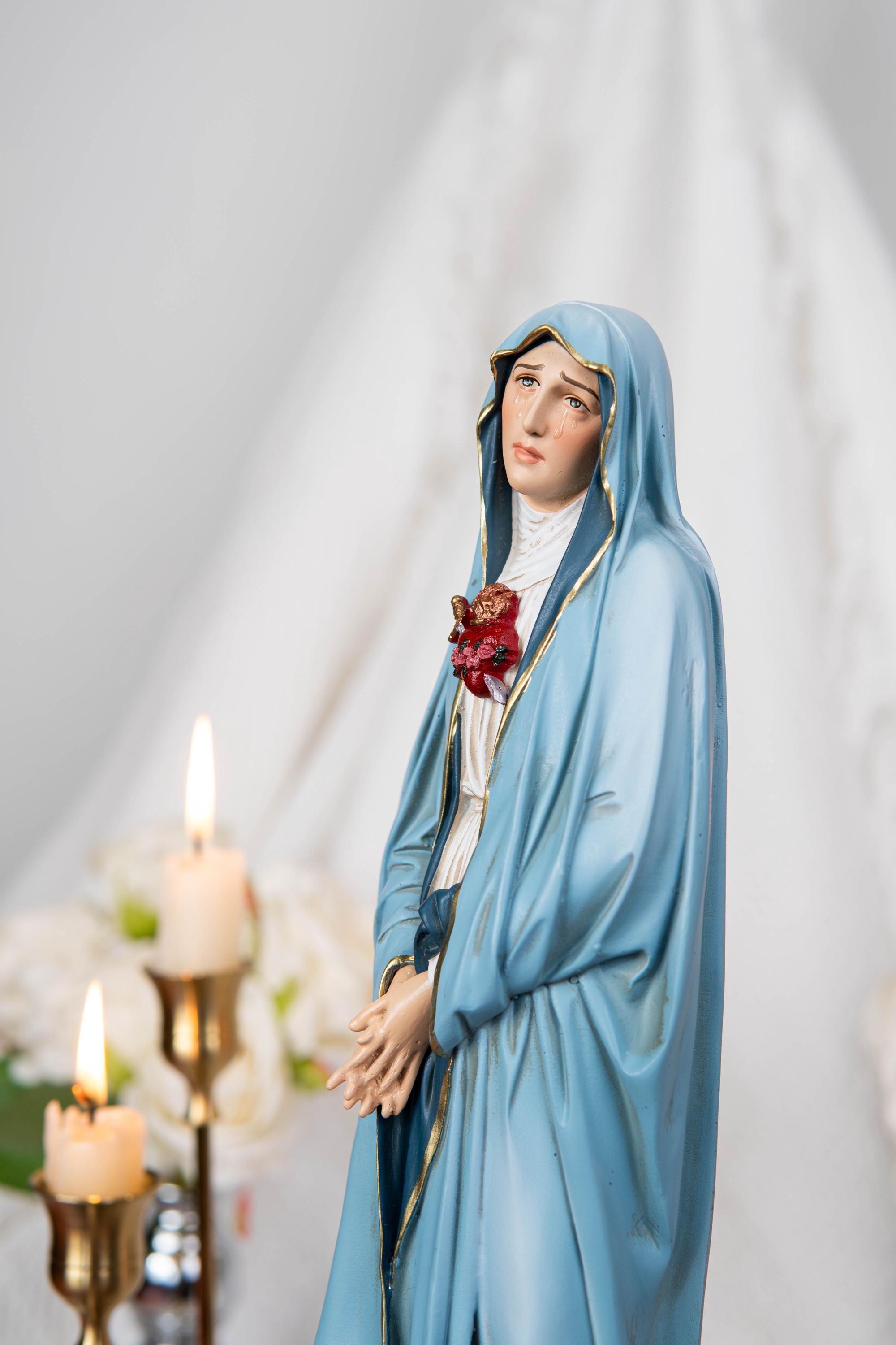 Our Lady of Sorrows Statue with One Sword - Virgin Mary Statue, Beautiful Catholic Decor, Catholic Gifts, Gifts for Catholic Women.