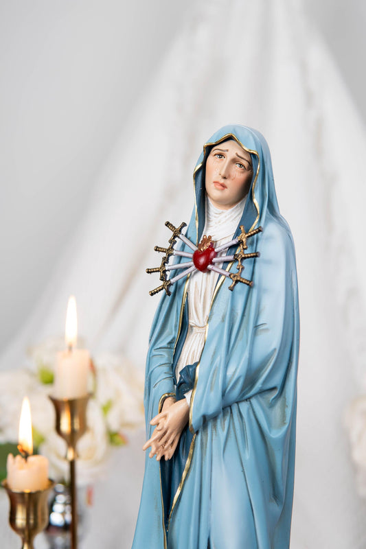 Our Lady of Sorrows Statue with One Sword - Virgin Mary Statue, Beautiful Catholic Decor, Catholic Gifts, Gifts for Catholic Women.