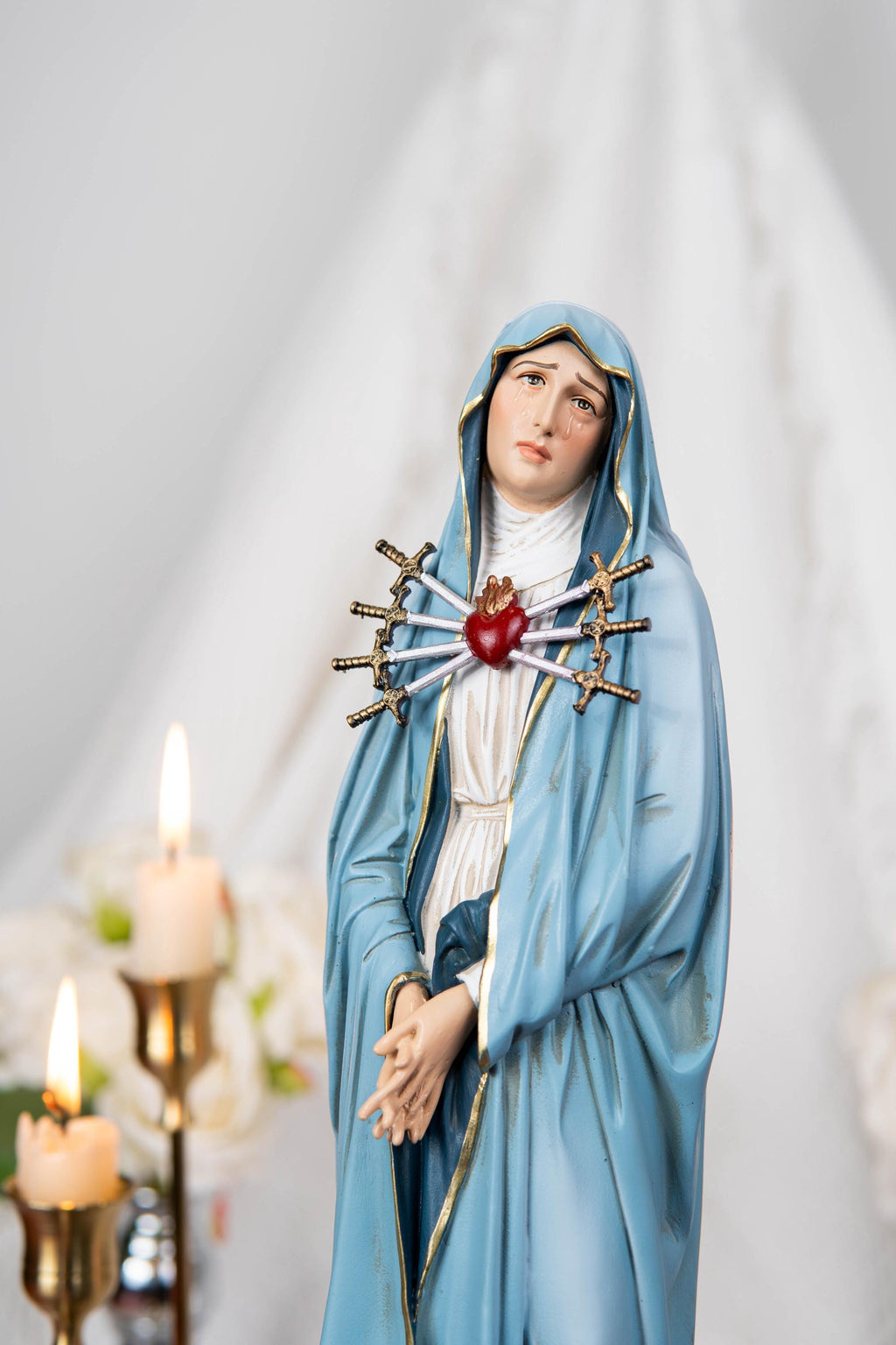 Hand-Painted Our Lady of Sorrows Statue - Virgin Mary Statue, Beautiful Catholic Decor, Catholic Gifts, Gifts for Catholic Women.