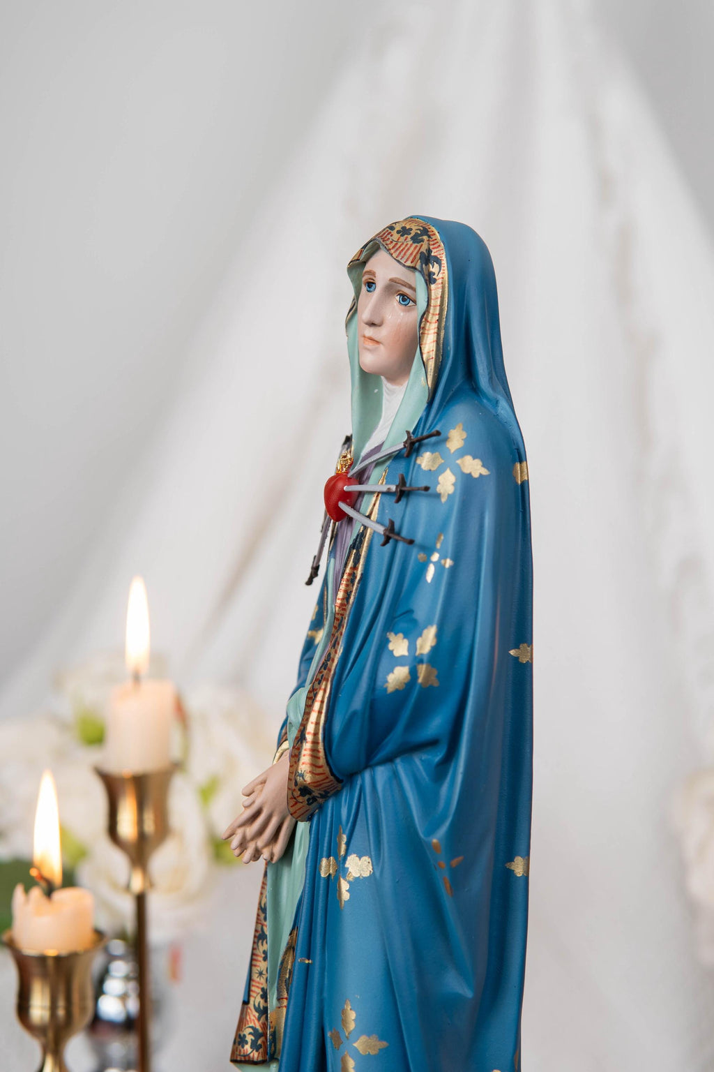 Our Lady of Sorrows Statue with Ornate Patterns – Virgin Mary Statue, Beautiful Catholic Decor, Catholic Gifts for Catholic Women