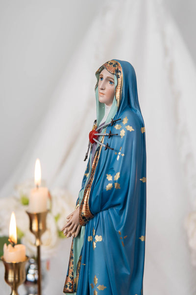 Our Lady of Sorrows Statue with Ornate Patterns – Virgin Mary Statue, Beautiful Catholic Decor, Catholic Gifts for Catholic Women