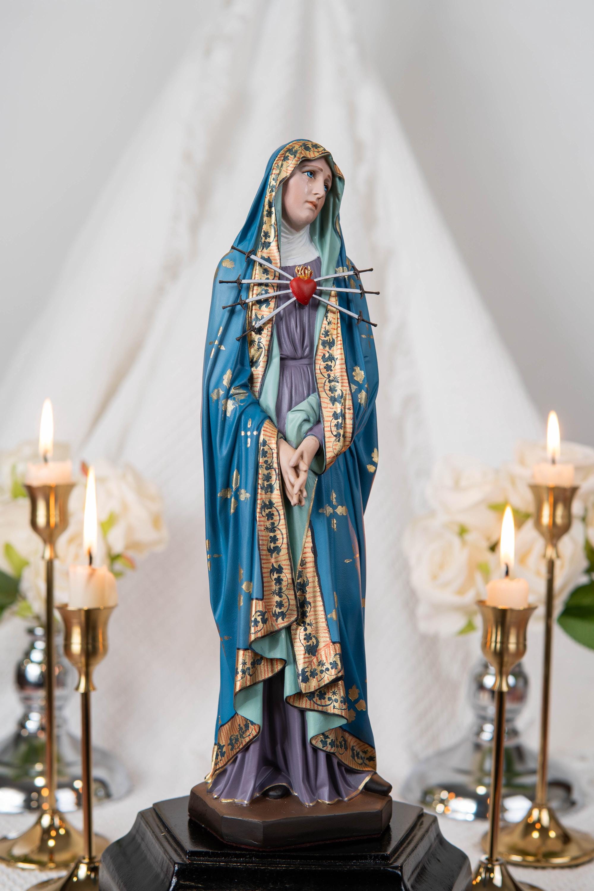 Our Lady of Sorrows Statue with Ornate Patterns – Virgin Mary Statue, Beautiful Catholic Decor, Catholic Gifts for Catholic Women