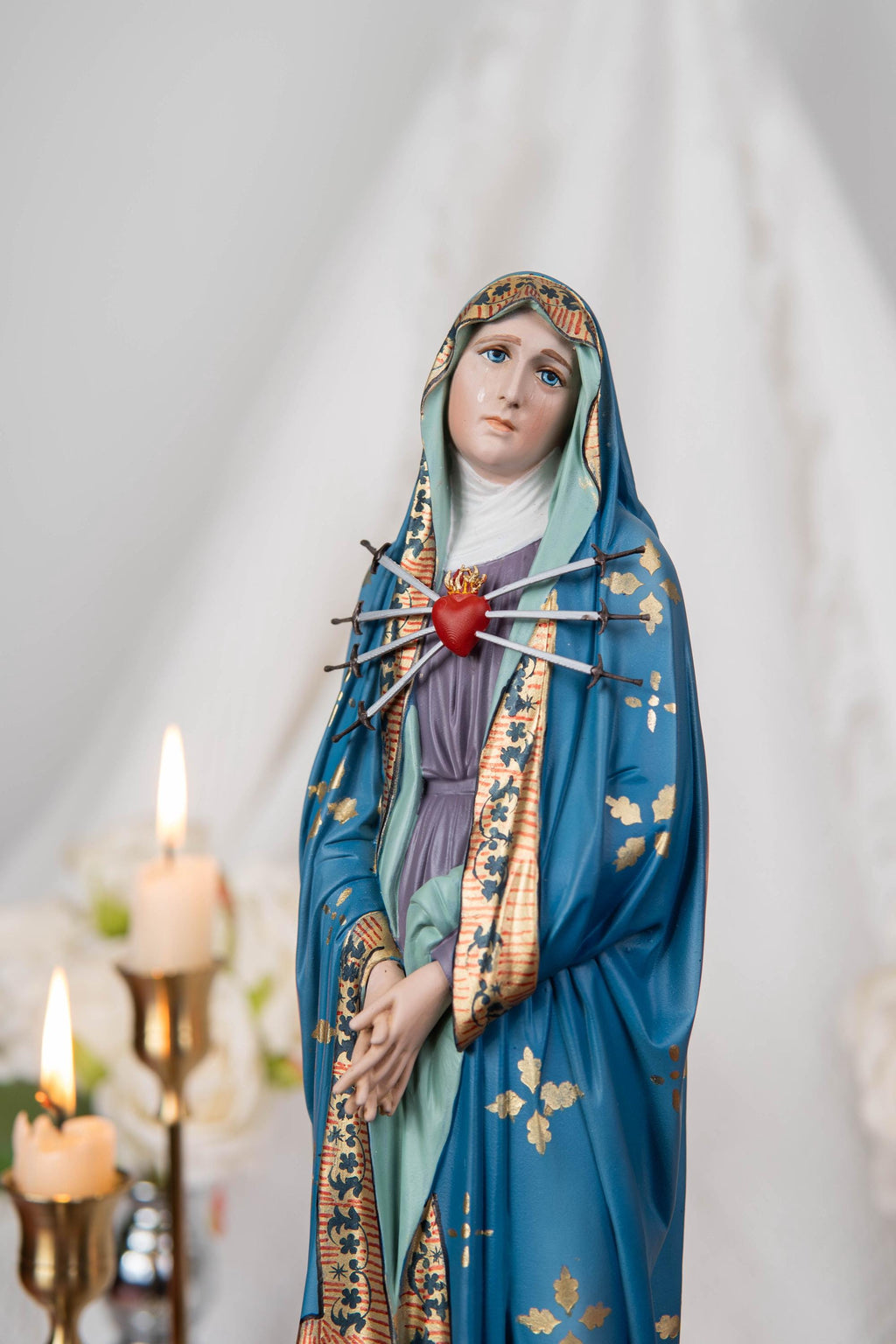 Our Lady of Sorrows Statue with Ornate Patterns – Virgin Mary Statue, Beautiful Catholic Decor, Catholic Gifts for Catholic Women