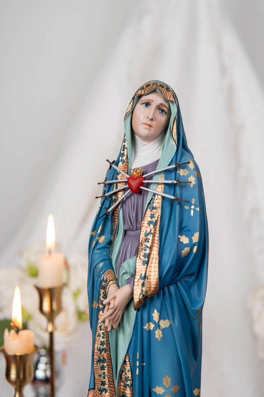 Our Lady of Sorrows Statue with Ornate Patterns – Virgin Mary Statue, Beautiful Catholic Decor, Catholic Gifts for Catholic Women