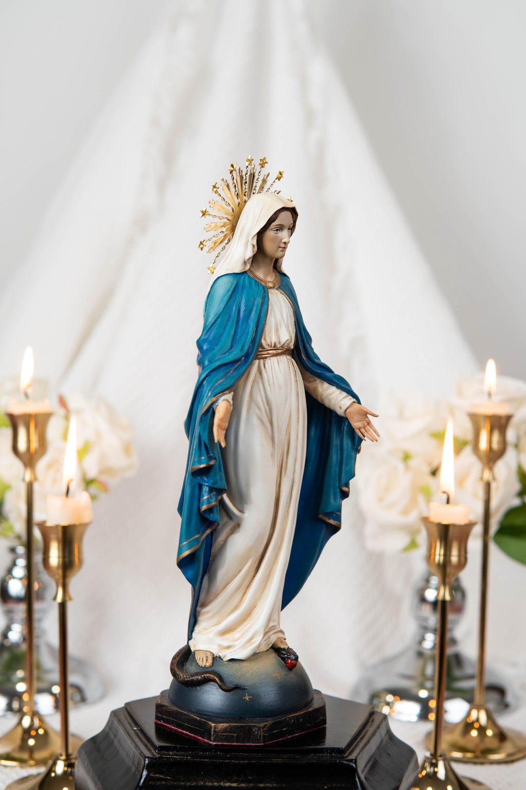 Our Lady of Grace Statue 9.8" and Halo - Virgen Maria, Virgin Mary Statue, Mother Mary, Mary Statue Catholic, Catholic Gifts for Women