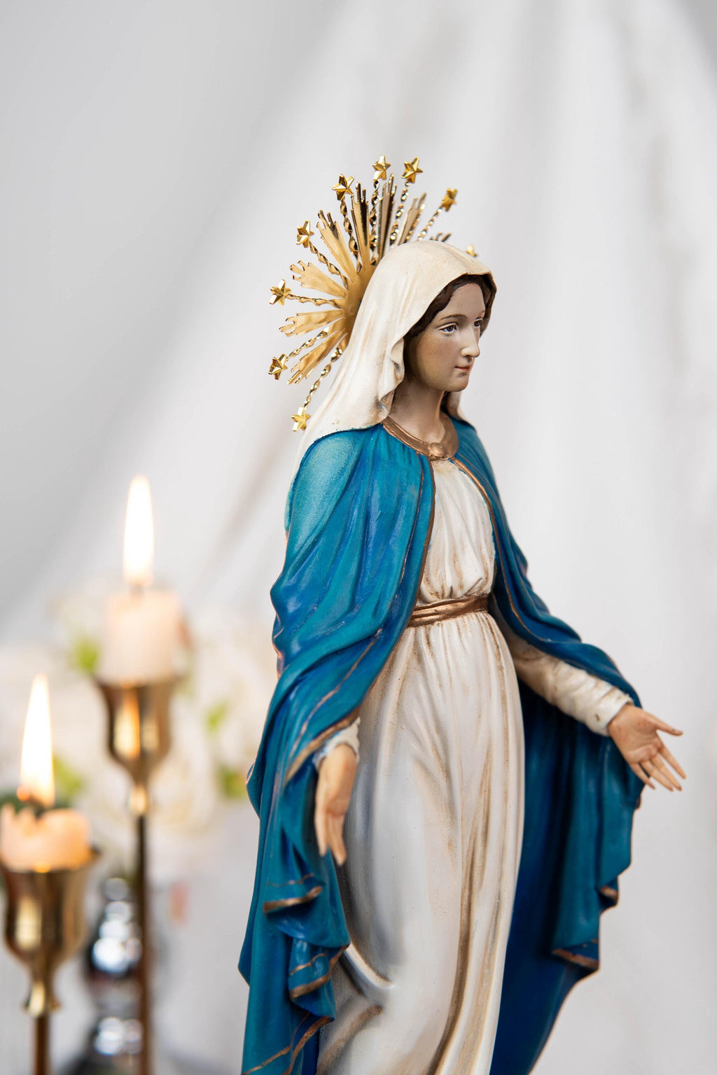 Our Lady of Grace Statue 9.8" and Halo - Virgen Maria, Virgin Mary Statue, Mother Mary, Mary Statue Catholic, Catholic Gifts for Women