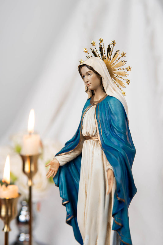Our Lady of Grace Statue 9.8" and Halo - Virgen Maria, Virgin Mary Statue, Mother Mary, Mary Statue Catholic, Catholic Gifts for Women
