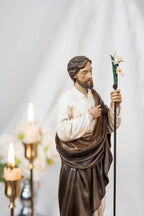Our Lady of Grace Statue 9.8" and Halo - Virgen Maria, Virgin Mary Statue, Mother Mary, Mary Statue Catholic, Catholic Gifts for Women, Hand-Painted Our Lady of Grace & St Joseph Statues Set 9.8" - Virgin Mary Decor, Home Altar Prayer Corner, Catholic Gift,Catholic Home Decor