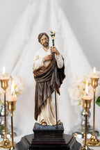 Our Lady of Grace Statue 9.8" and Halo - Virgen Maria, Virgin Mary Statue, Mother Mary, Mary Statue Catholic, Catholic Gifts for Women, Hand-Painted Our Lady of Grace & St Joseph Statues Set 9.8" - Virgin Mary Decor, Home Altar Prayer Corner, Catholic Gift,Catholic Home Decor