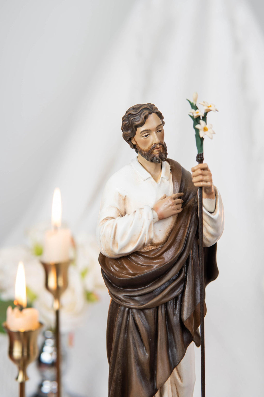 Saint Joseph Statue for Prayer Corner 9.8" - Catholic Home Decor, Religious Figurines, Catholic Gifts for Men & Women, Religious Statues