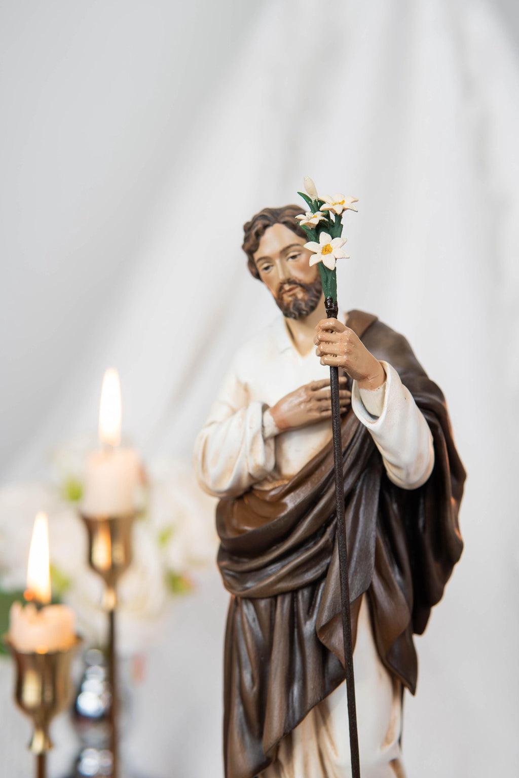 Saint Joseph Statue for Prayer Corner 9.8" - Catholic Home Decor, Religious Figurines, Catholic Gifts for Men & Women, Religious Statues