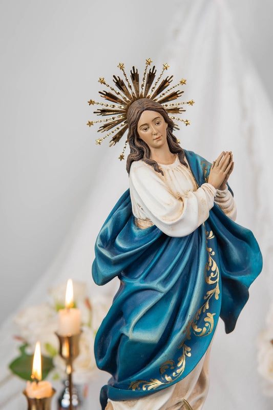 Virgin Mary Statue Hand-Painted Immaculate Conception Statue, Catholic Decor Catholic Gifts – Inspirational Gifts for Catholic Women