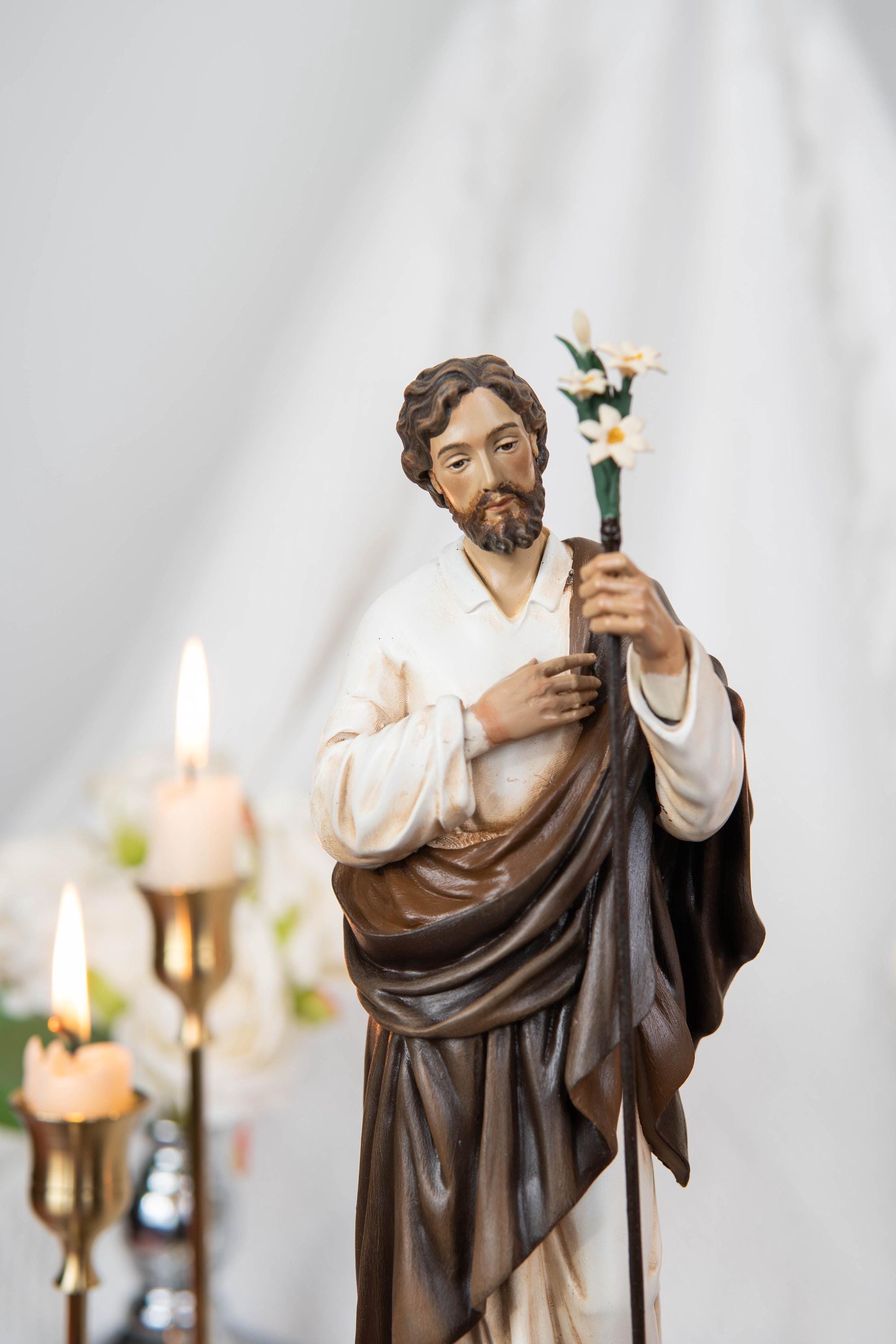 Saint Joseph Statue for Prayer Corner 9.8" - Catholic Home Decor, Religious Figurines, Catholic Gifts for Men & Women, Religious Statues