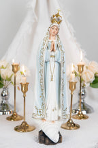 Hand Painted Our Lady of Fatima Virgin Mary Statue - Mother Mary Catholic Decor Religious Figurine Catholic Gifts & Gifts for Catholic Women