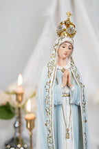 Hand Painted Our Lady of Fatima Virgin Mary Statue - Mother Mary Catholic Decor Religious Figurine Catholic Gifts & Gifts for Catholic Women