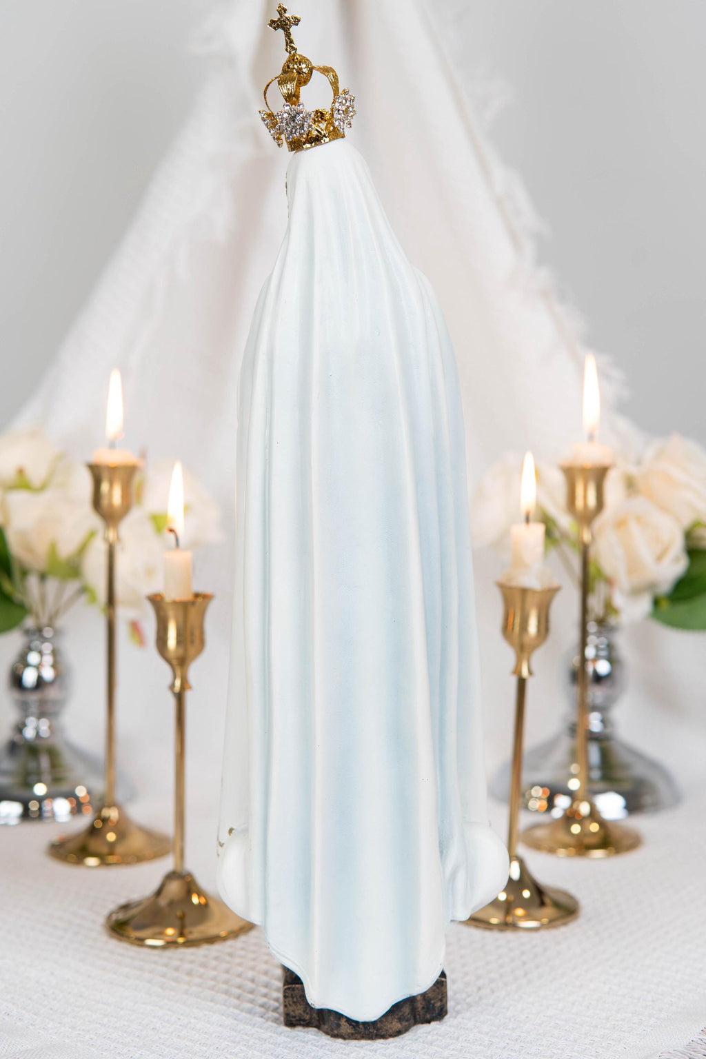 Hand Painted Our Lady of Fatima Virgin Mary Statue - Mother Mary Catholic Decor Religious Figurine Catholic Gifts & Gifts for Catholic Women