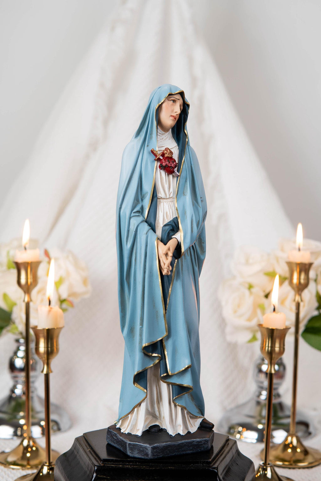Our Lady of Sorrows Statue with One Sword - Virgin Mary Statue, Beautiful Catholic Decor, Catholic Gifts, Gifts for Catholic Women.