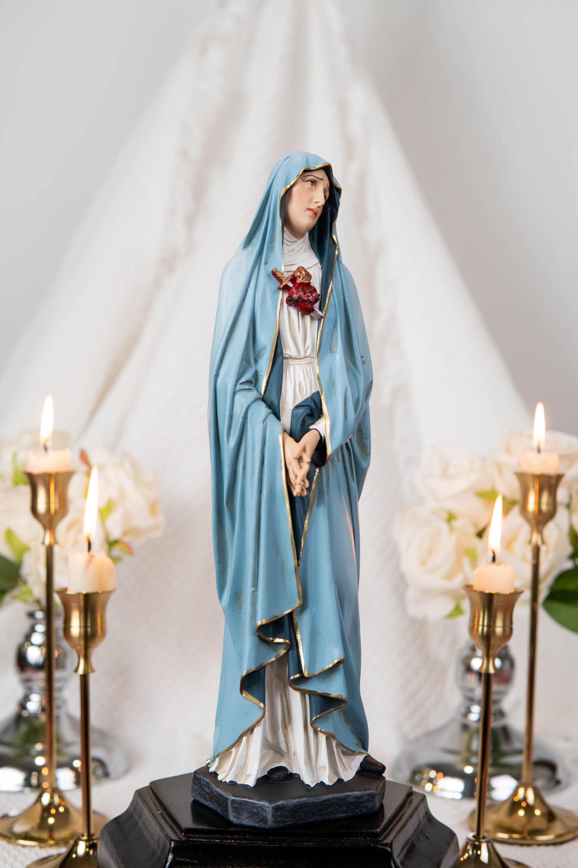 Our Lady of Sorrows Statue with One Sword - Virgin Mary Statue, Beautiful Catholic Decor, Catholic Gifts, Gifts for Catholic Women.