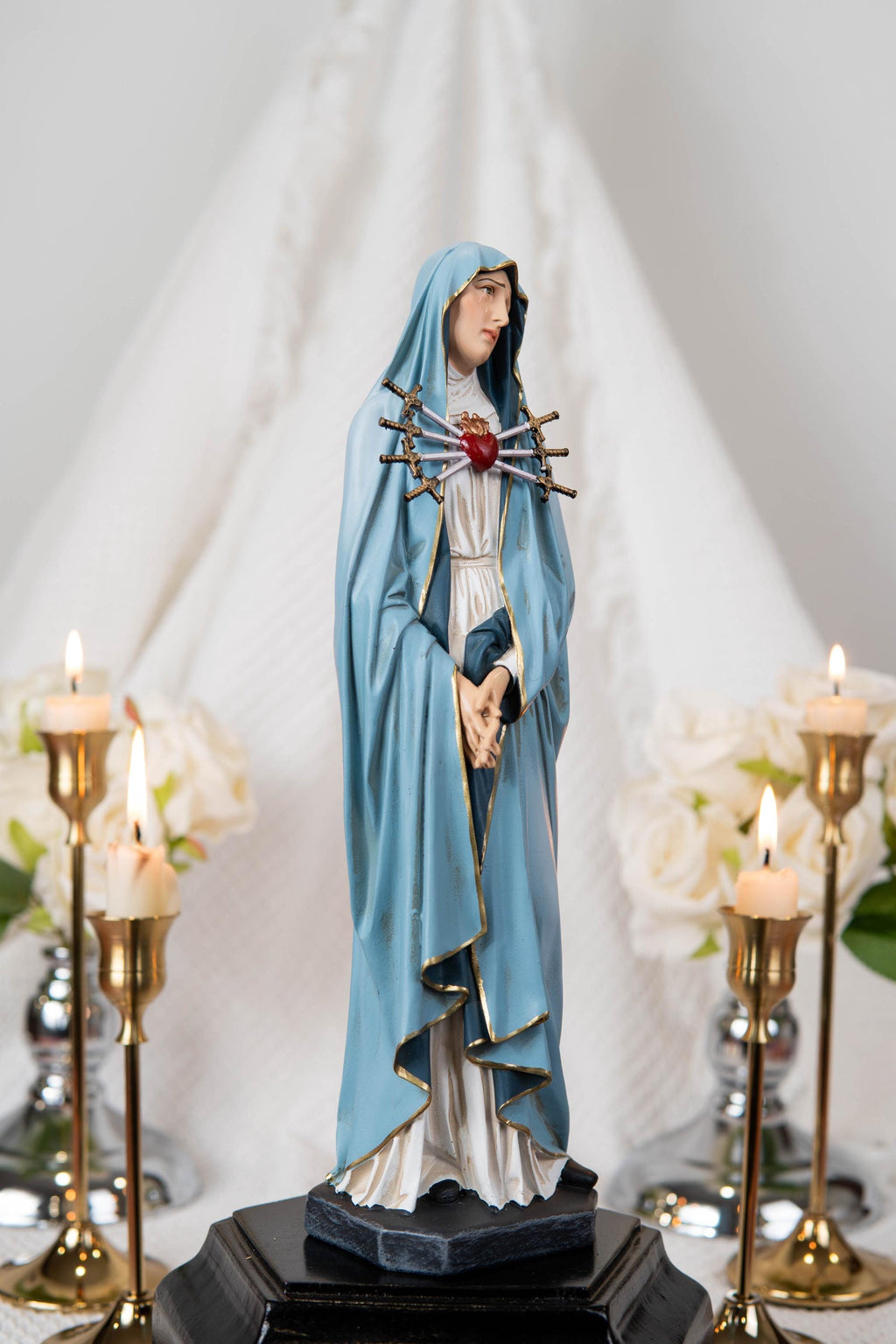 Our Lady of Sorrows Statue with One Sword - Virgin Mary Statue, Beautiful Catholic Decor, Catholic Gifts, Gifts for Catholic Women.