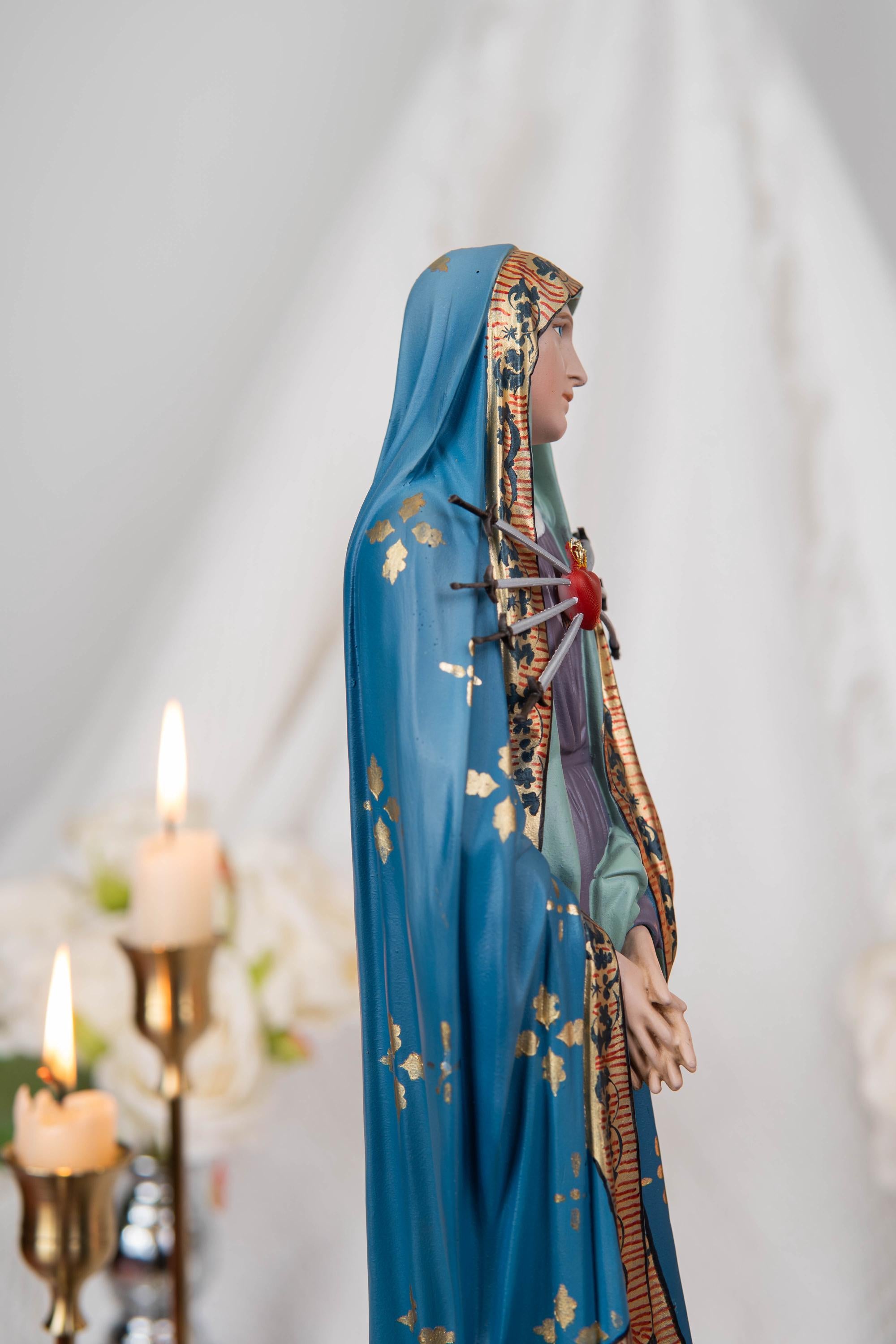 Our Lady of Sorrows Statue with Ornate Patterns – Virgin Mary Statue, Beautiful Catholic Decor, Catholic Gifts for Catholic Women