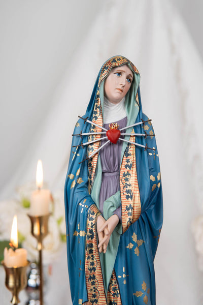 Our Lady of Sorrows Statue with Ornate Patterns – Virgin Mary Statue, Beautiful Catholic Decor, Catholic Gifts for Catholic Women