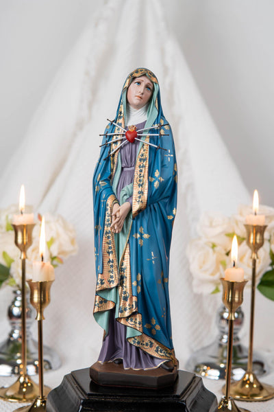 Our Lady of Sorrows Statue with Ornate Patterns – Virgin Mary Statue, Beautiful Catholic Decor, Catholic Gifts for Catholic Women