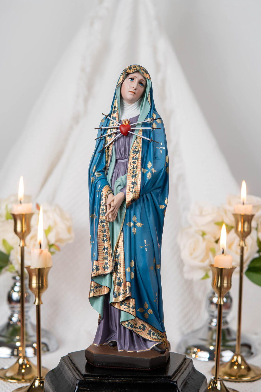 Our Lady of Sorrows Statue with Ornate Patterns – Virgin Mary Statue, Beautiful Catholic Decor, Catholic Gifts for Catholic Women