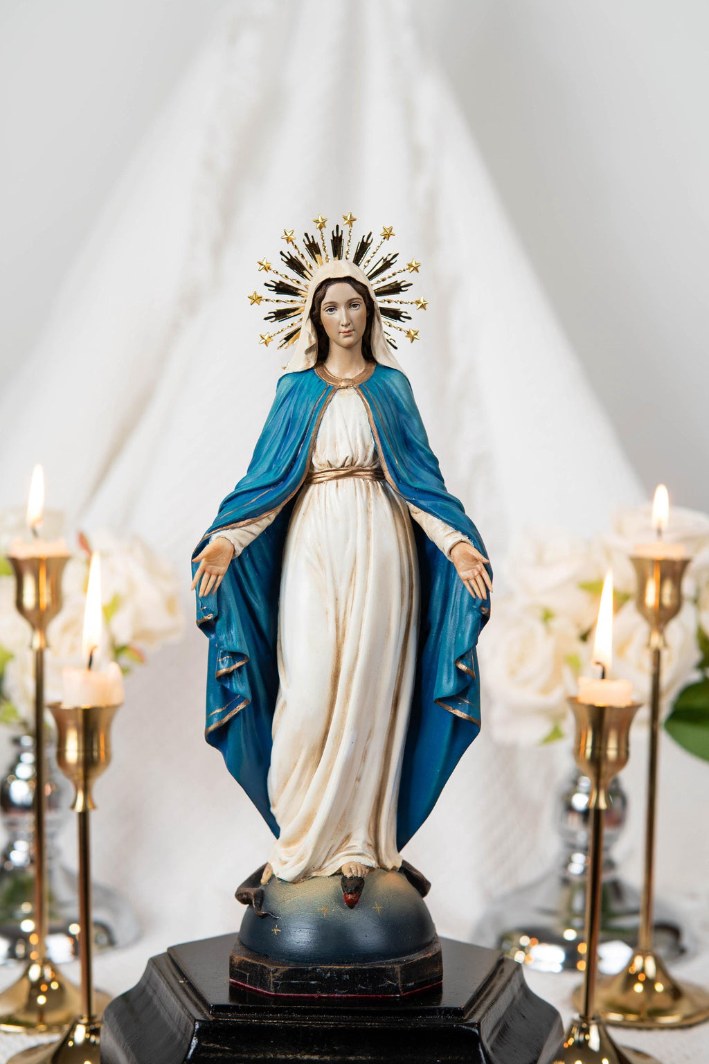 Our Lady of Grace Statue 9.8" and Halo - Virgen Maria, Virgin Mary Statue, Mother Mary, Mary Statue Catholic, Catholic Gifts for Women