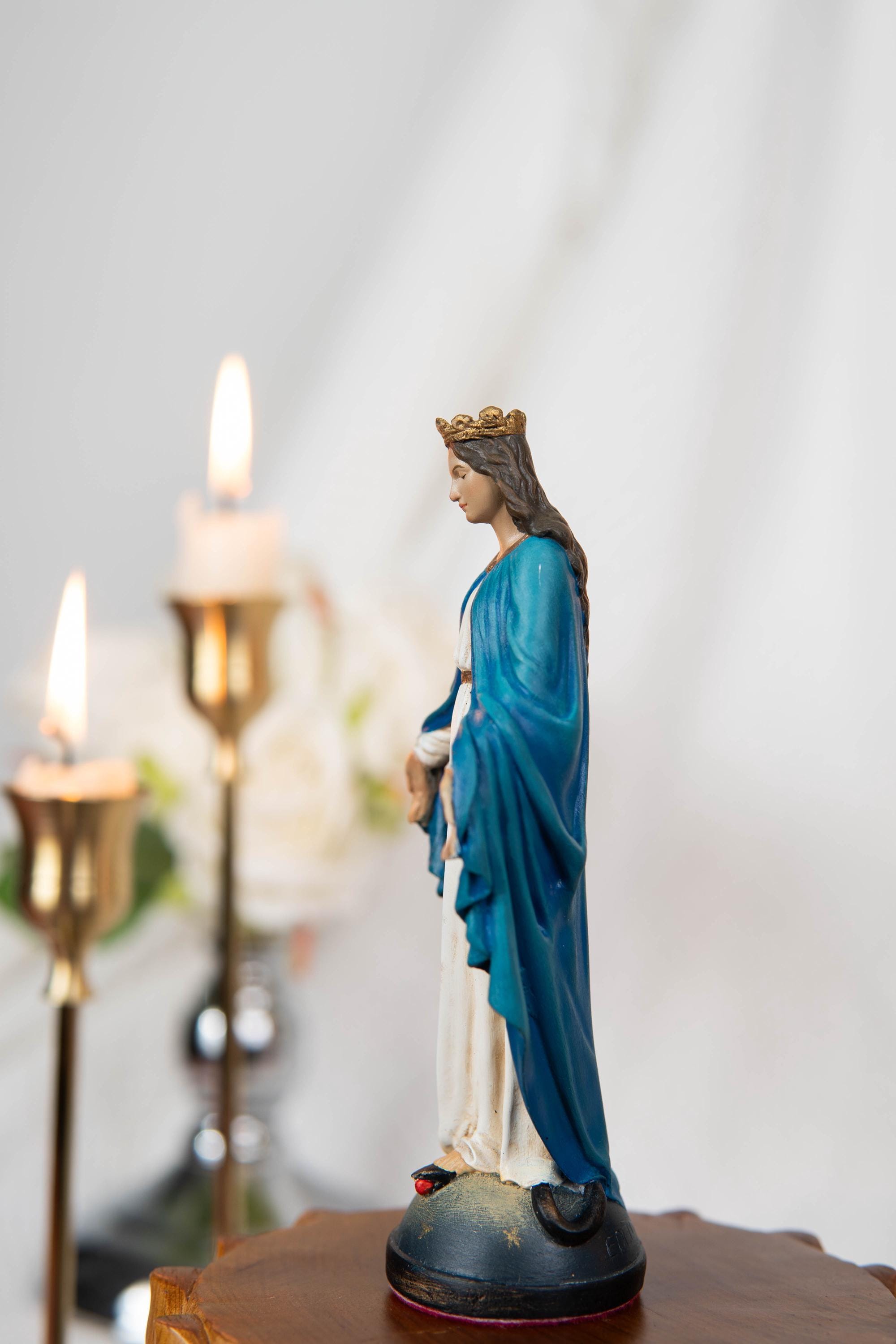 Hand-Painted Our Lady of Grace Virgen Maria 5.1" - Virgin Mary Statue, Mother Mary Statue, Catholic Gifts for Women, Catholic Home Decor