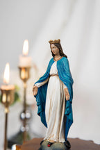 Hand-Painted Our Lady of Grace Virgen Maria 5.1" - Virgin Mary Statue, Mother Mary Statue, Catholic Gifts for Women, Catholic Home Decor