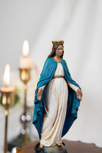 Hand-Painted Our Lady of Grace Virgen Maria 5.1" - Virgin Mary Statue, Mother Mary Statue, Catholic Gifts for Women, Catholic Home Decor