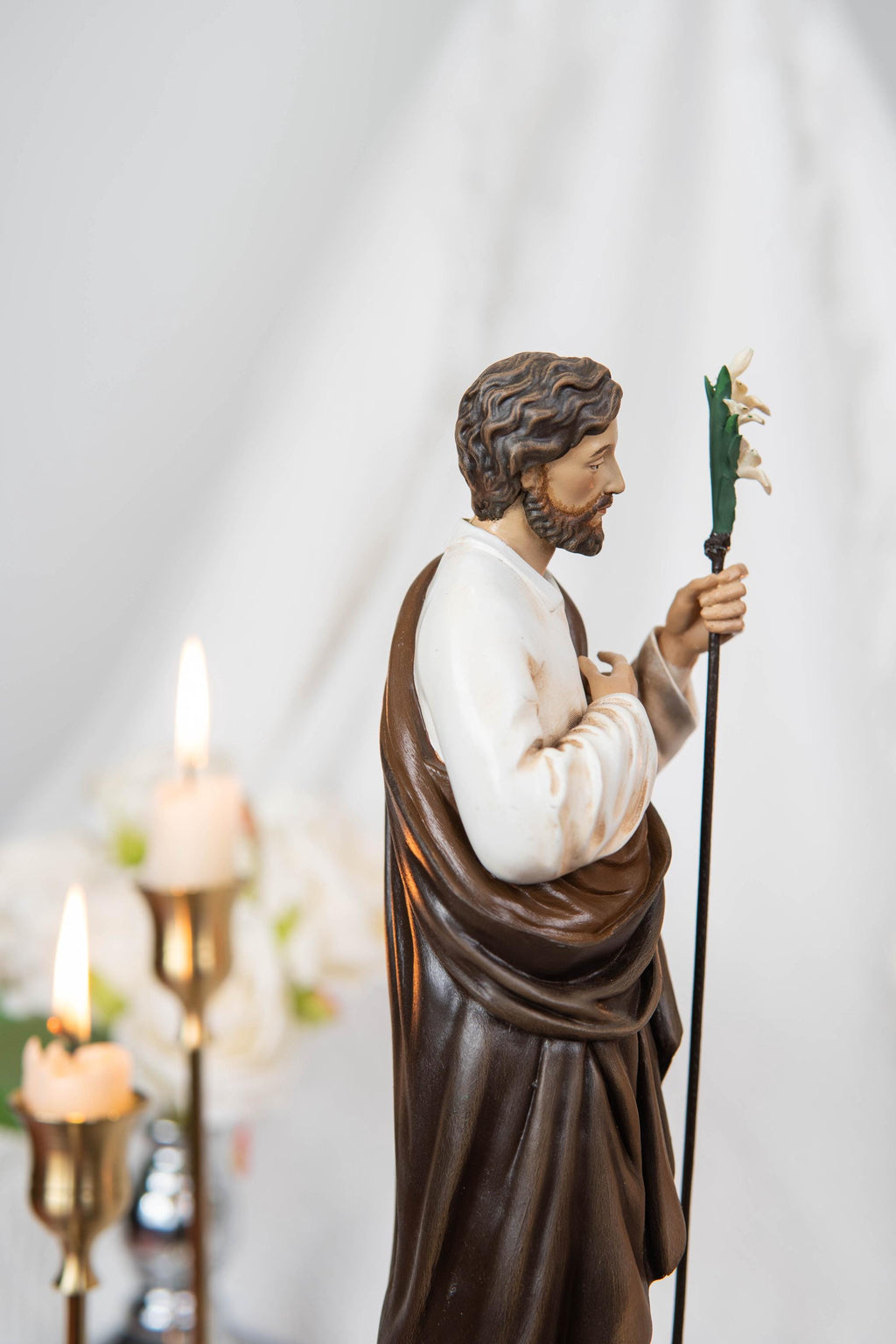 Our Lady of Grace Statue 9.8" and Halo - Virgen Maria, Virgin Mary Statue, Mother Mary, Mary Statue Catholic, Catholic Gifts for Women, Hand-Painted Our Lady of Grace & St Joseph Statues Set 9.8" - Virgin Mary Decor, Home Altar Prayer Corner, Catholic Gift,Catholic Home Decor