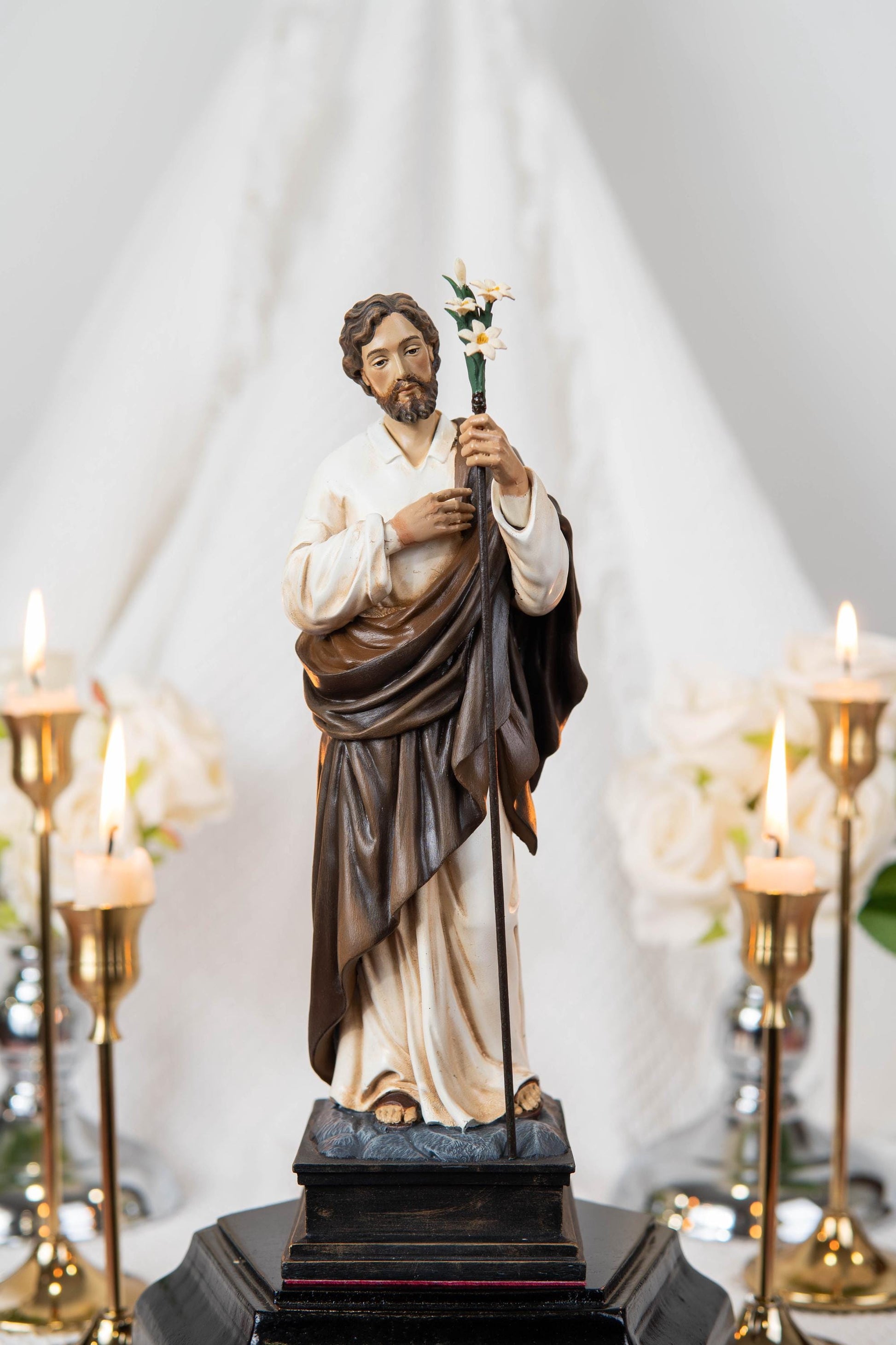 Saint Joseph Statue for Prayer Corner 9.8" - Catholic Home Decor, Religious Figurines, Catholic Gifts for Men & Women, Religious Statues