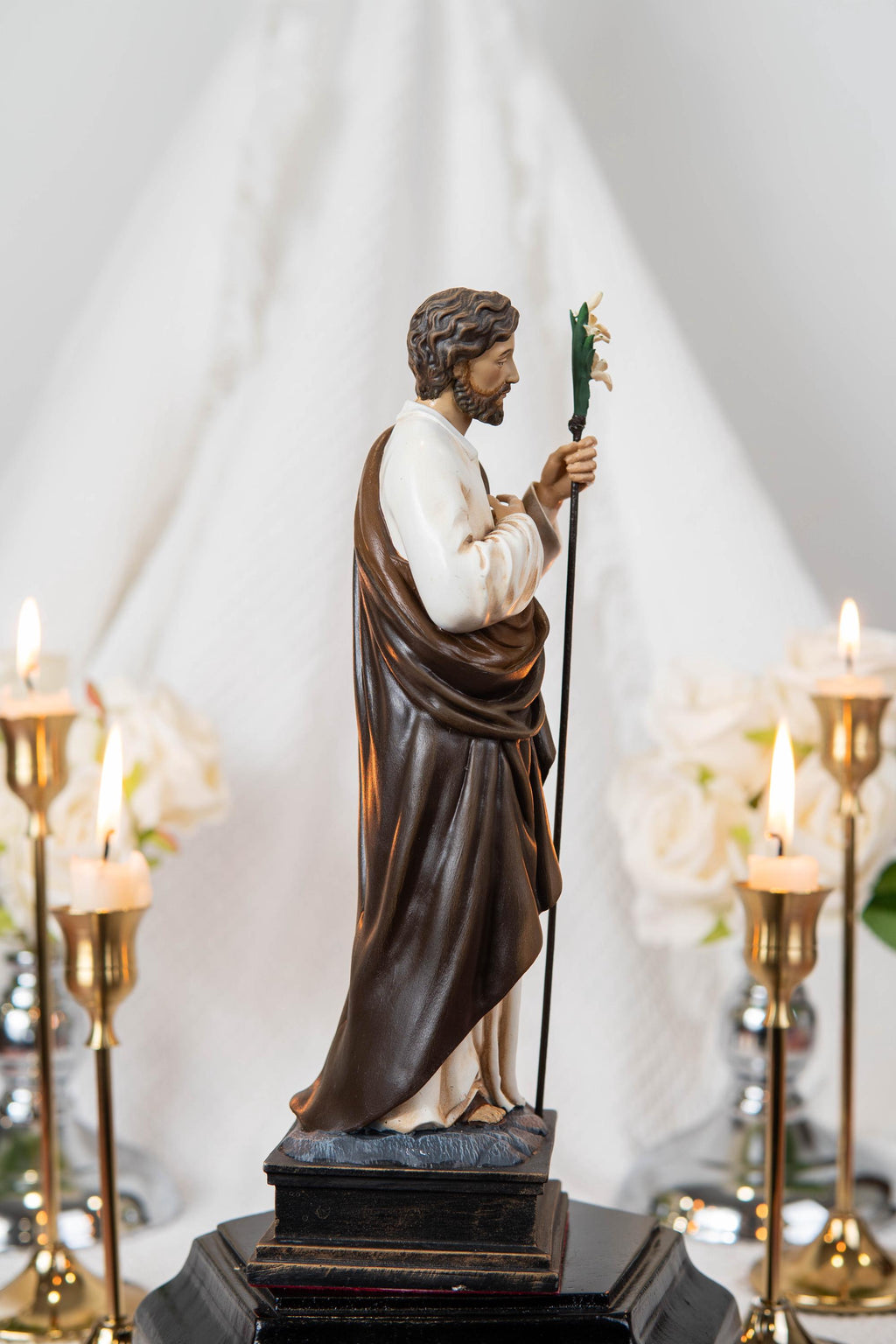 Saint Joseph Statue for Prayer Corner 9.8" - Catholic Home Decor, Religious Figurines, Catholic Gifts for Men & Women, Religious Statues