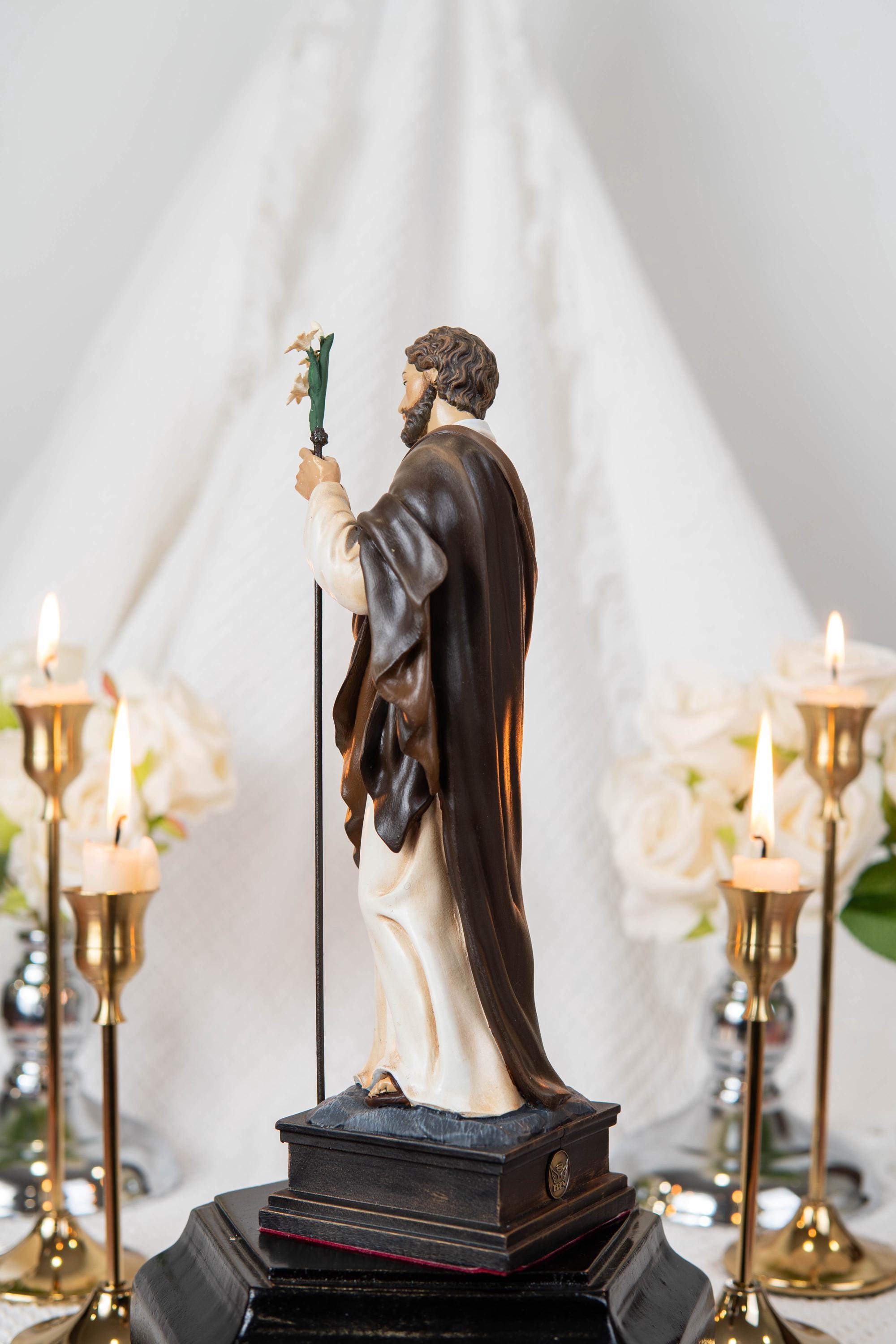 Saint Joseph Statue for Prayer Corner 9.8" - Catholic Home Decor, Religious Figurines, Catholic Gifts for Men & Women, Religious Statues