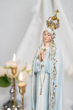 Hand Painted Our Lady of Fatima Virgin Mary Statue - Mother Mary Catholic Decor Religious Figurine Catholic Gifts & Gifts for Catholic Women