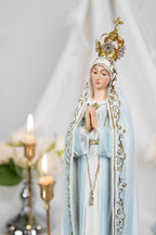 Hand Painted Our Lady of Fatima Virgin Mary Statue - Mother Mary Catholic Decor Religious Figurine Catholic Gifts & Gifts for Catholic Women