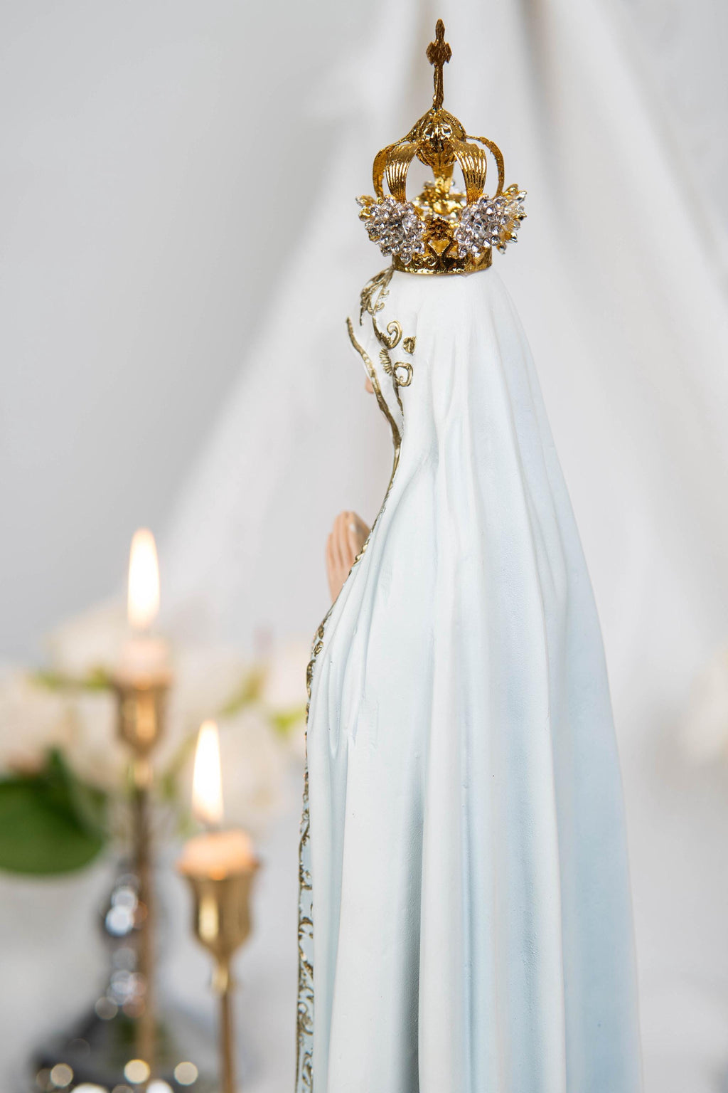 Hand Painted Our Lady of Fatima Virgin Mary Statue - Mother Mary Catholic Decor Religious Figurine Catholic Gifts & Gifts for Catholic Women