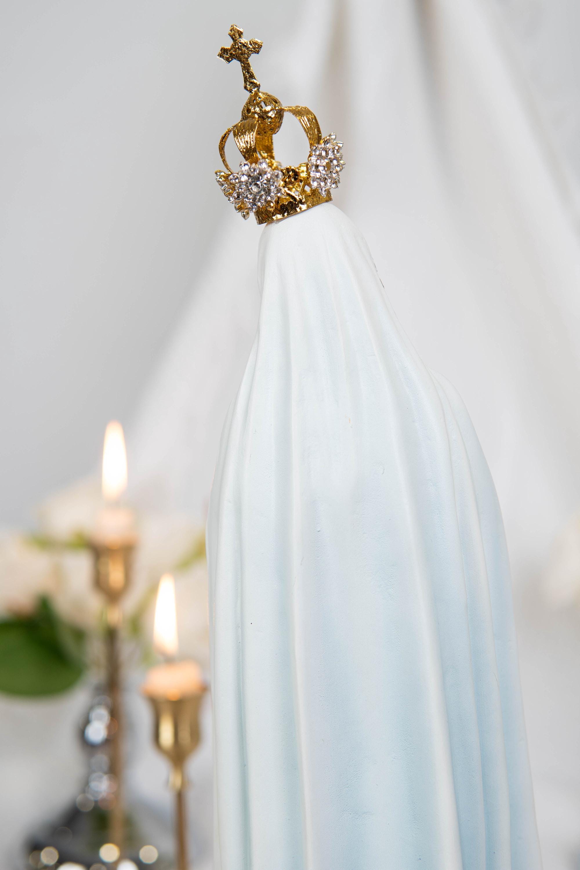 Hand Painted Our Lady of Fatima Virgin Mary Statue - Mother Mary Catholic Decor Religious Figurine Catholic Gifts & Gifts for Catholic Women