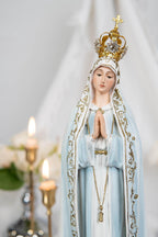 Hand Painted Our Lady of Fatima Virgin Mary Statue - Mother Mary Catholic Decor Religious Figurine Catholic Gifts & Gifts for Catholic Women