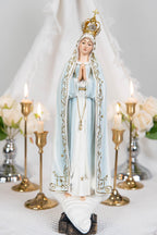 Hand Painted Our Lady of Fatima Virgin Mary Statue - Mother Mary Catholic Decor Religious Figurine Catholic Gifts & Gifts for Catholic Women